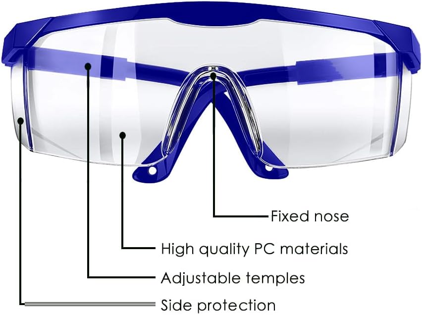 Safety Glasses, 5PCS Adjustable Wide-Vision Protective Glasses, Lightweight Fog-Proof Safety Goggles