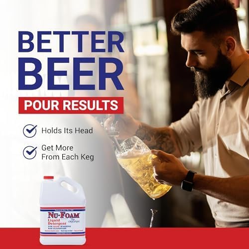 Nu-Foam Liquid Detergent for Bar Glassware - Original Streak-Free Solution - Hand Washing Bar, Tavern, Brewery Supplies - Concentrated - 1 Gallon, 2 Pack (2, 256, Fl Oz)