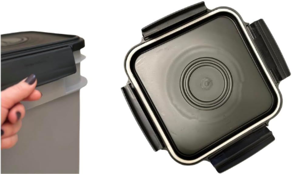 House Naturals 4 Gallon Square Food Grade Bucket Pail with Plastic Handles and Lid (Pack of 3) Made in USA containers (Dark Green - Black lids)