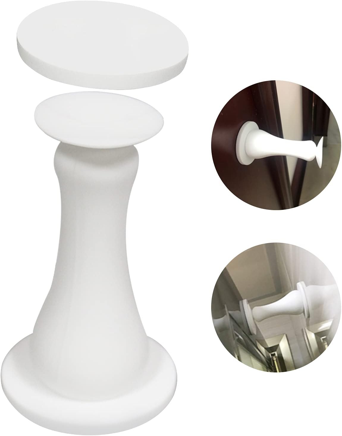 Magnetic Door Stopper Self Adhesive, Silicone Door Stop Holder Wall Mount Damage-Free with Durable Reusable Waterproof House Door Stopper, No Need to Drill Collision Mute No Trace (White)