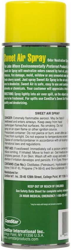 ComStar Sweet Air Spray, Odor Neutralizer Spray With Strong But Pleasant Cherry Scent, Works Fast to Eliminate Unwanted Fuel, Garbage, HVAC Odors, Made In USA, 16 Ounces Aerosol (60-520)