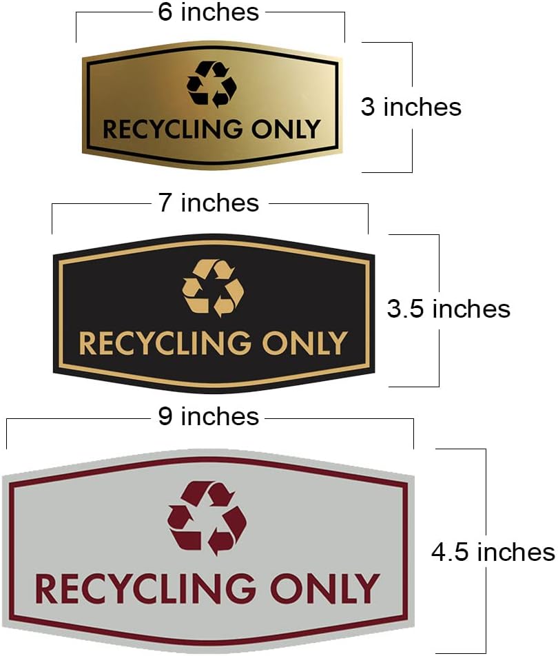 Fancy Recycling Only Sign (Brushed Gold) - Small
