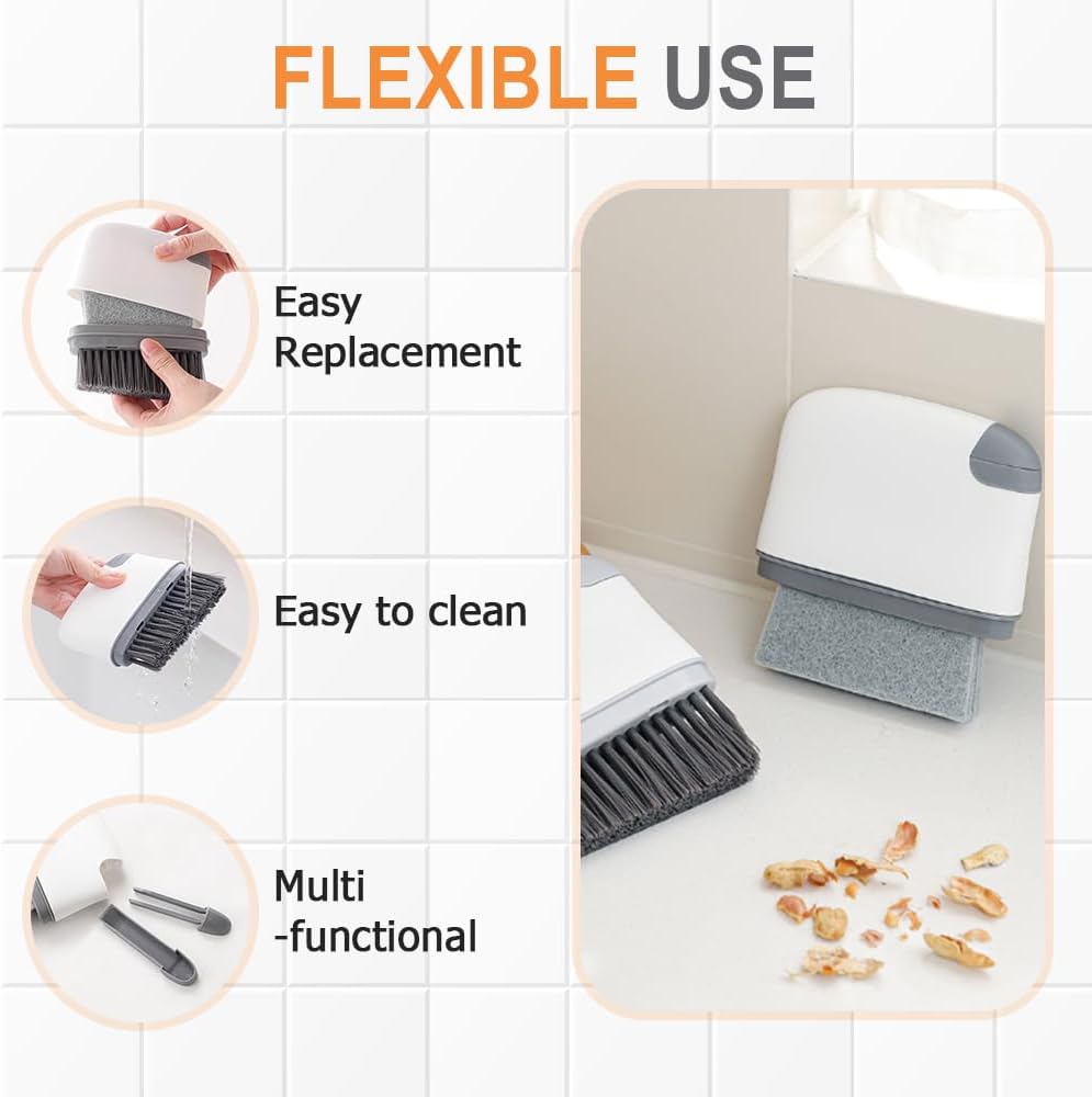 2 in 1 Groove Cleaning Brush, Upgraded Crevice Cleaning Brush & Magic Window Track Cleaner for Sliding Door Tracks, Window Sills, Tile Lines, Car Vents, Kitchen and Bathroom Tight Spaces (2PC)