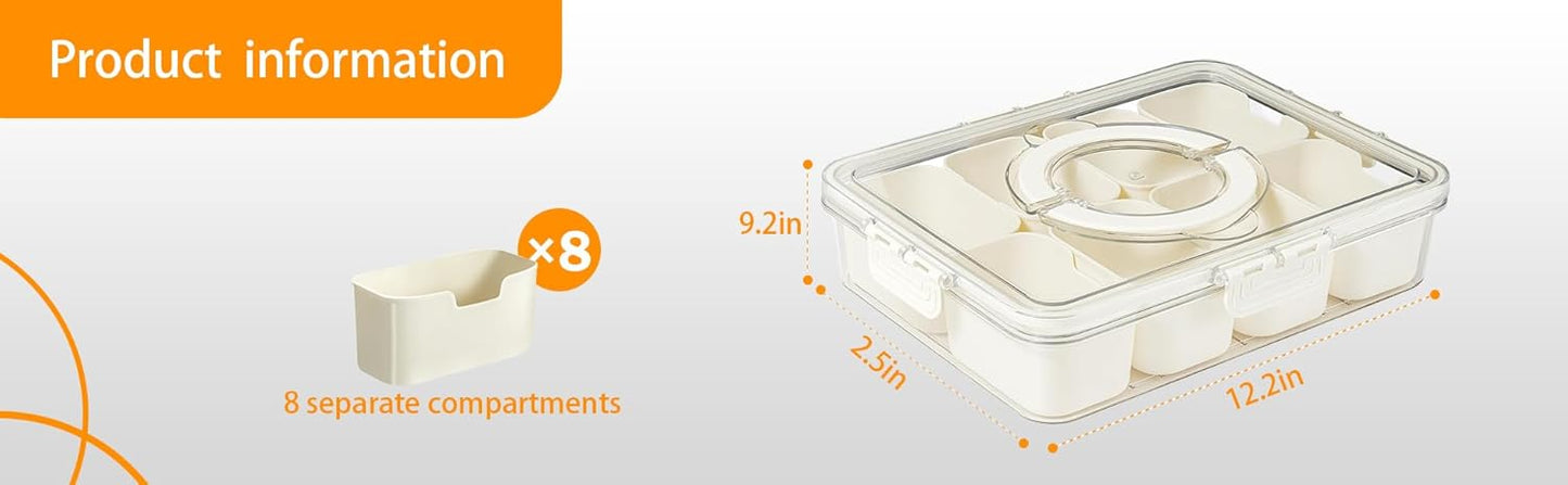 Snackle Box Container Meal Prep Divided Portion Serving Platters and Trays with Lid Handle Reusable Vacation Camping Travel Beach Essentials Food Fruit Veggie Organizers and Storage for Fridge