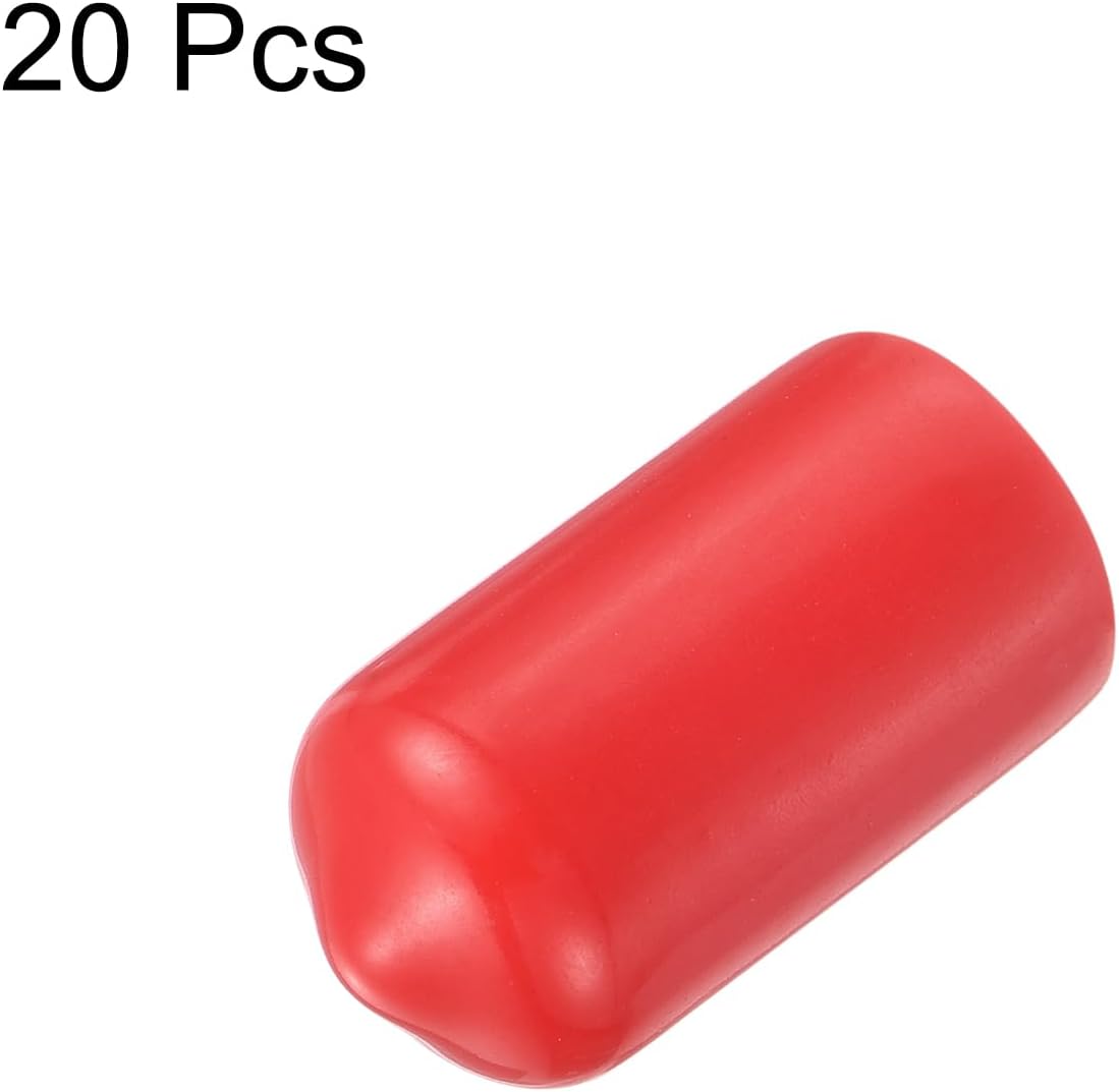 uxcell 20pcs Rubber End Caps 10.5mm ID Vinyl Round Tube Bolt Cap Cover Thread Protectors Red