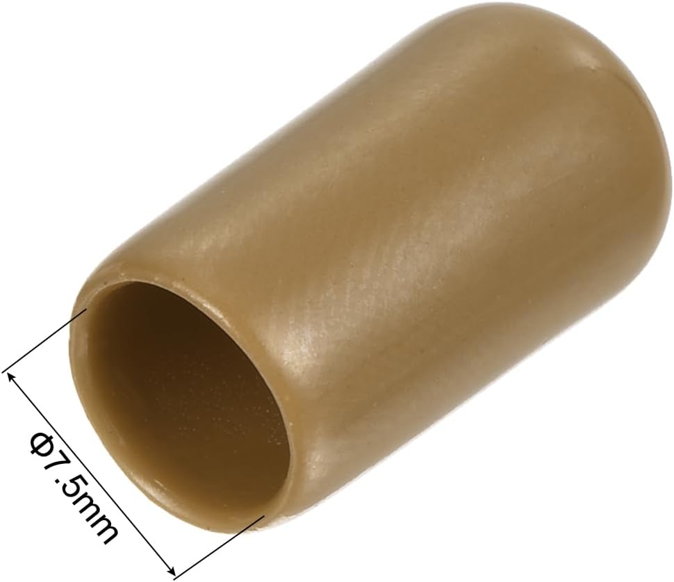 uxcell 20pcs Rubber End Caps 7.5mm ID Vinyl PVC Round Tube Bolt Cap Cover Screw Thread Protectors Light Brown