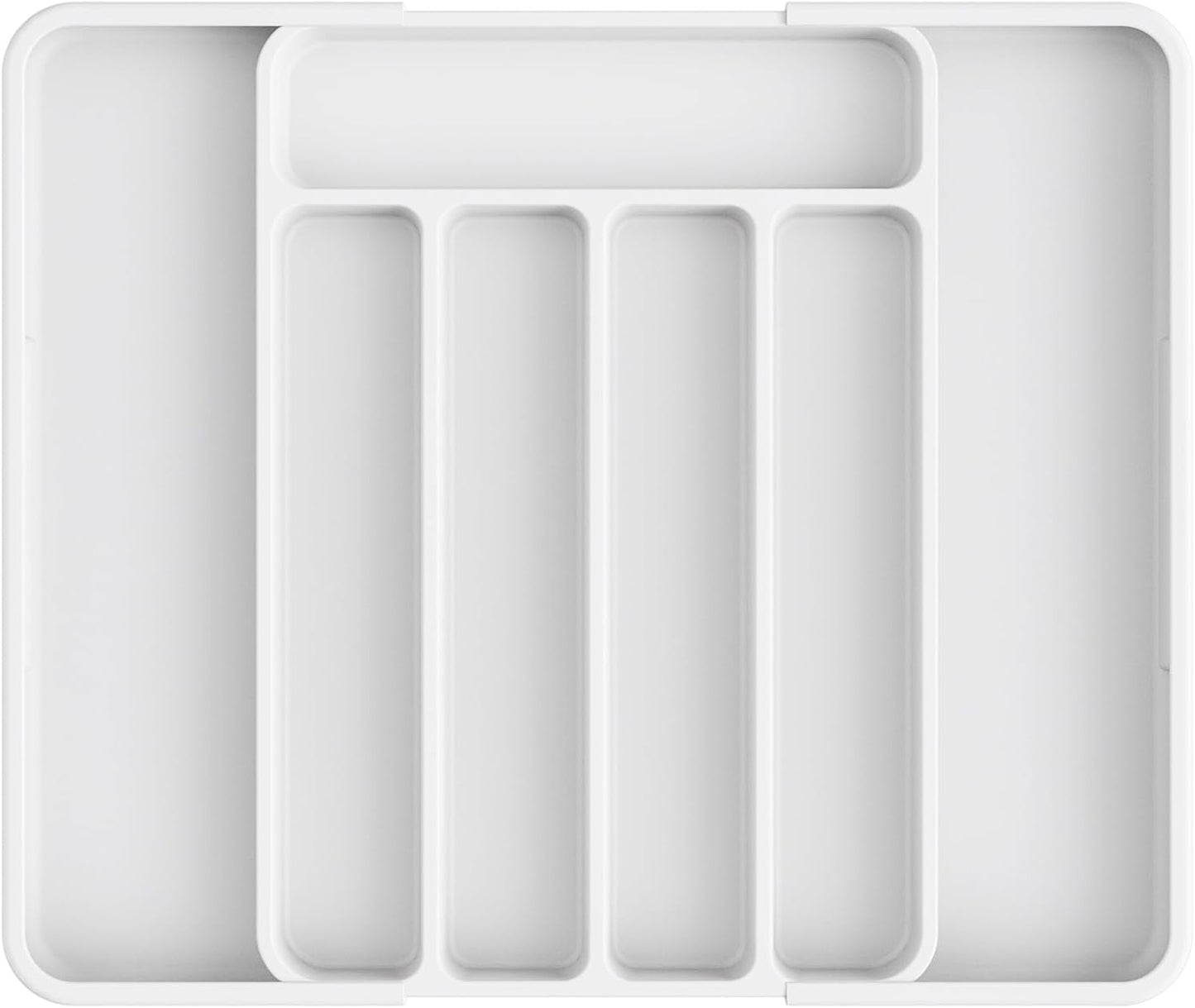 Kitsure Cutlery Drawer Organiser for Kitchen - Adjustable Cutlery Tray for Effortless Utensil Sorting, Versatile Kitchen Storage & Organisation Solution, 12.13" x 1.54" x 8.07"~13.90", White