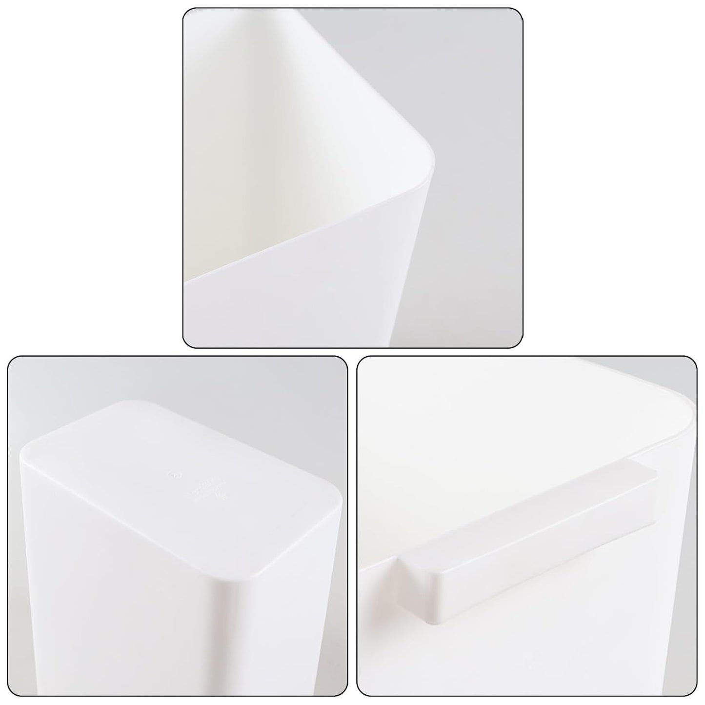 4.5 Gallon Plastic Wastebasket, Set of 3 Durable Open Top Garbage Can, Slim Trash Container Bin, White