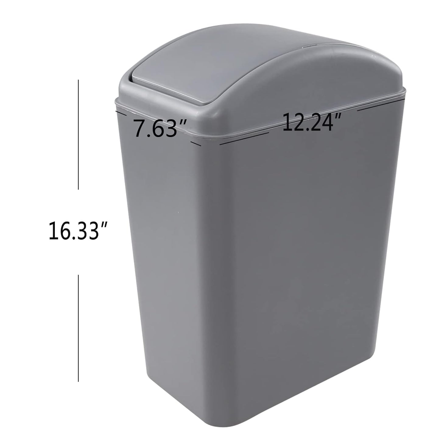 3 Pack 4.5 Gallon Plastic Garbage Can with Swing Lid, Swing-top Trash Bin, Gray