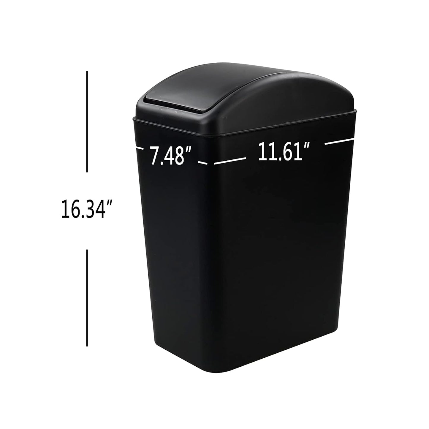 4.2 Gallon Plastic Trash Can with Swing Lid, Swing Top Garbage Can, Black