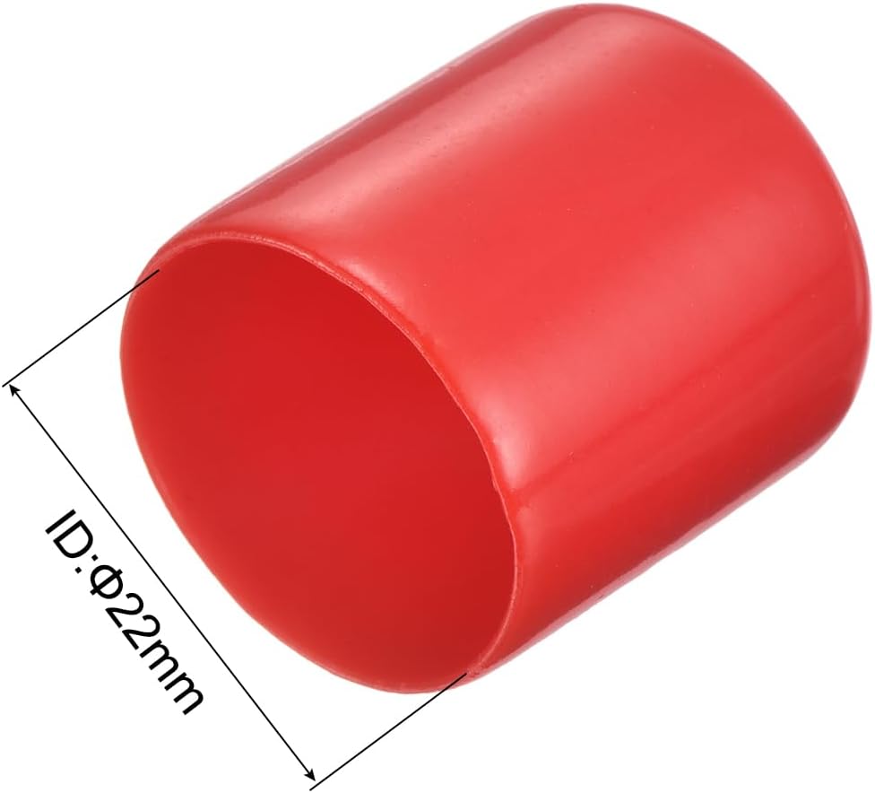 uxcell 20pcs Rubber End Caps 22mm ID Vinyl Round Tube Bolt Cap Cover Thread Protectors Red