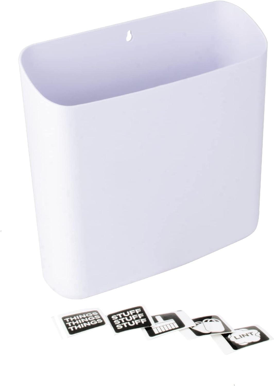 JS Jackson Supplies Large White Lint Bin with Magnetic Back, 9.5 x 9.5-Inch Durable Plastic, Slim Profile Space Saving Trash Bin for Laundry Room and Kitchen, Wall Mountable