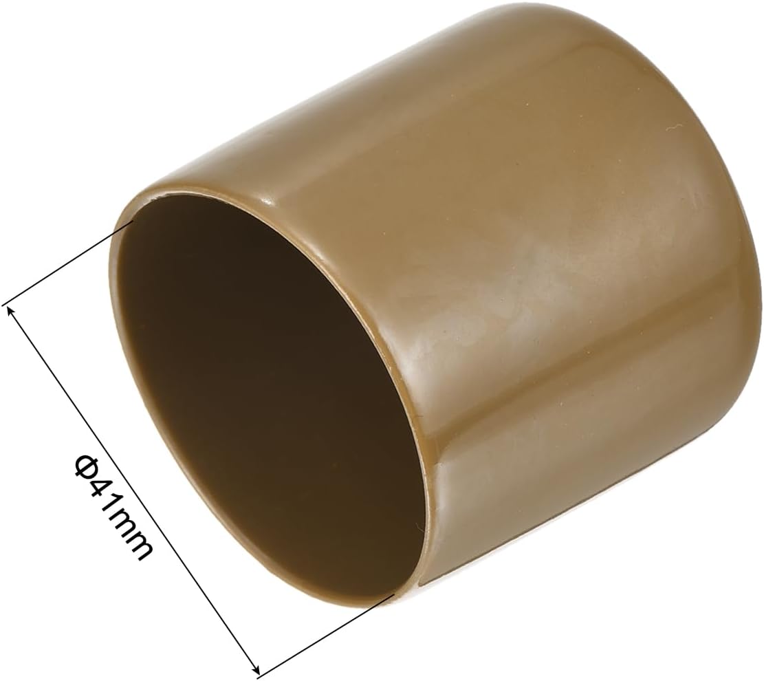 uxcell 20pcs Rubber End Caps 41mm(1 5/8") ID Vinyl PVC Round Tube Bolt Cap Cover Screw Thread Protectors Light Brown