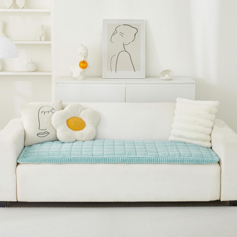 Couch Cover for Dogs Washable, Fuzzy Pet Couch Covers for 3 Cushion Sofa Pet Friendly, Non Slip Sofa Cover (Blue, 27.6" x 70.9"/70 x 180cm)