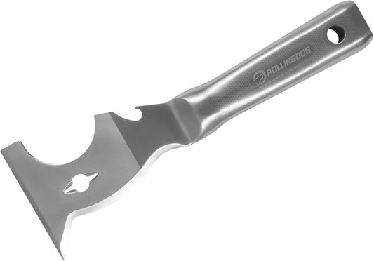 ROLLINGDOG 10 in 1 Painter's Tool - Stainless Steel Mirror Polished One Piece Blade And Laser Engraved Handle,3 inch Multifunction Putty Knife Drywall Paint Scraper