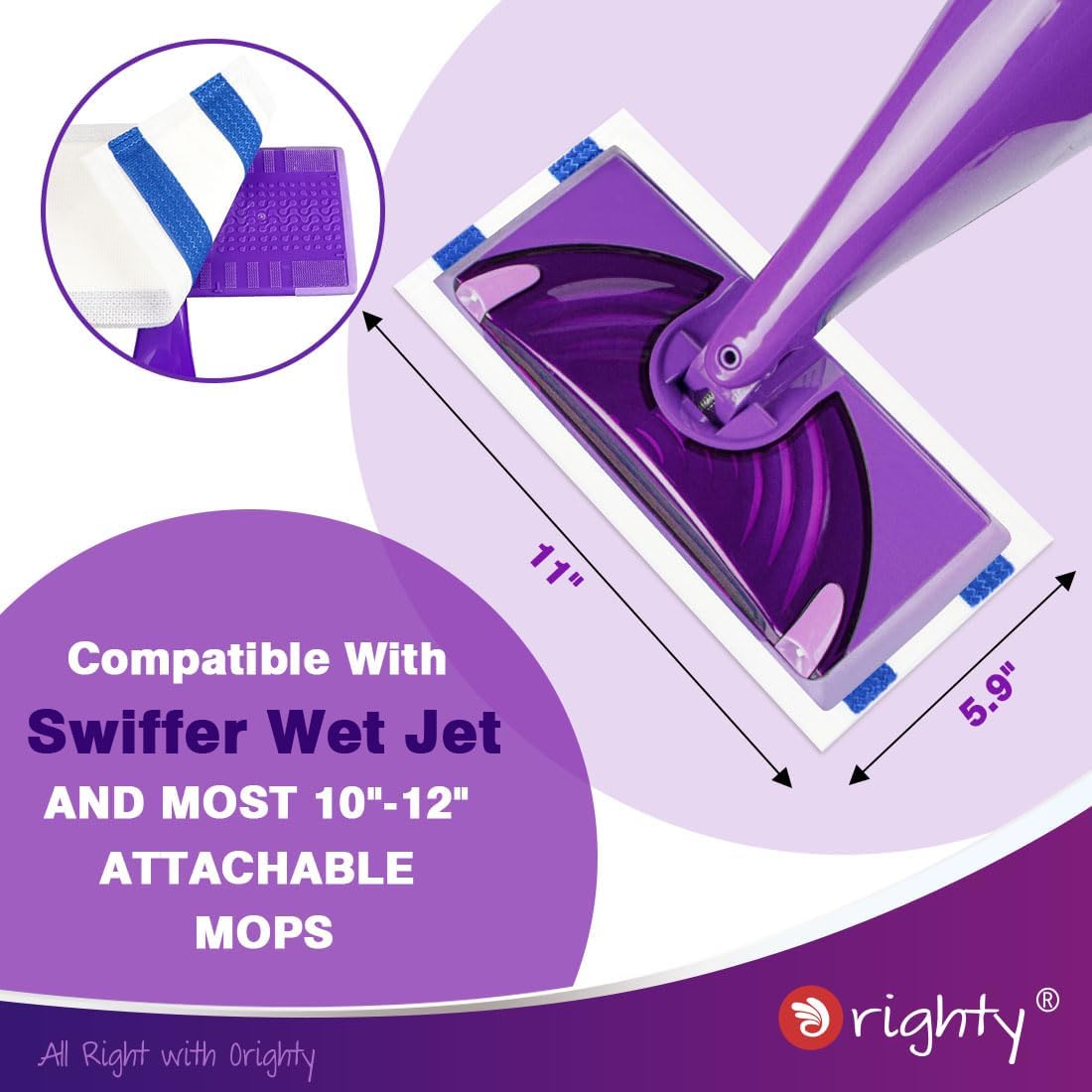 Orighty Dry Mop Pads Refill Compatible with Swiffer WetJet, Multi-Layer Mopping Pads, Multi Surface WetJet Hardwood Floor Cleaner Spray Mop Pads Refills, 48 Count