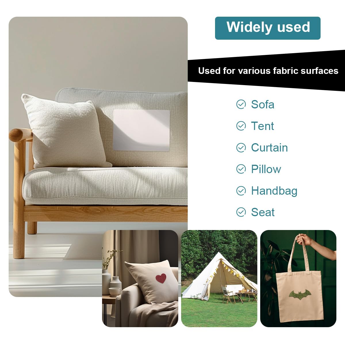 J.CARP 2Pcs Linen Repair Patches, Large Self-Adhesive Fabric Patch for Sofas, Couch, Furniture, Car Seats (8 * 11 inches-2PCS White)