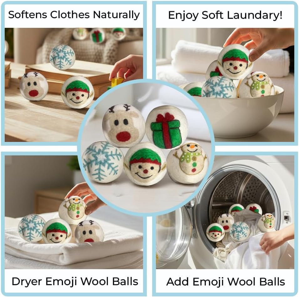 Ezhippie Quality Wool Dryer Balls - 6 XL Festival Pack - 1000+ Loads - Pure Organic Wool - Reusable Natural Fabric Softener Perfect with Essential Oils, Reduce Clothing Static and Wrinkles