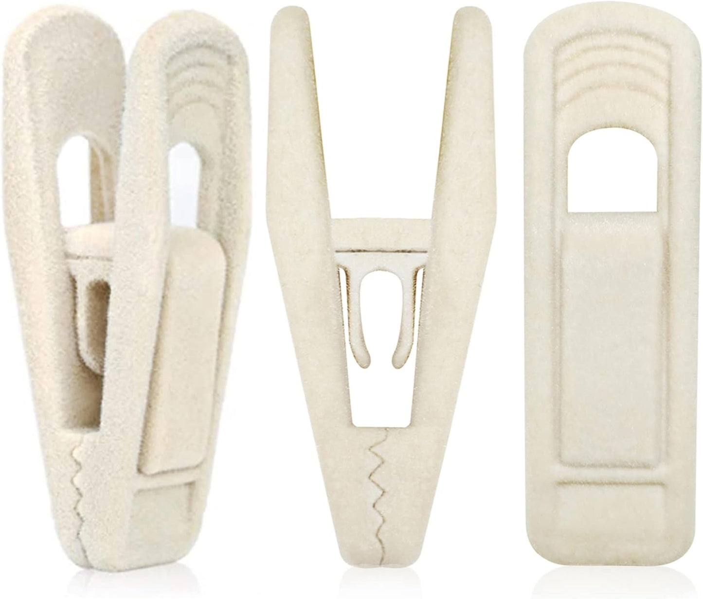 Velvet Hanger Clips for Velvet Hangers - 20 PCS Beige Non-Slip Velvet Clip for Skirt Hanger, Strong Flocking Clips Fit for Ivory Velvet Hangers