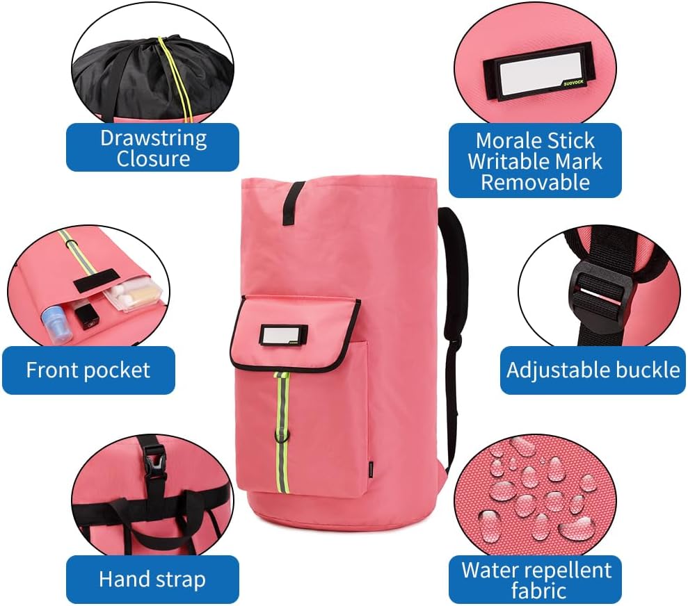 laundry bag backpack,extra-large heavy duty laundry bags,laundry backpack for college students,drawstring closure (bright red Laundry Backpack)