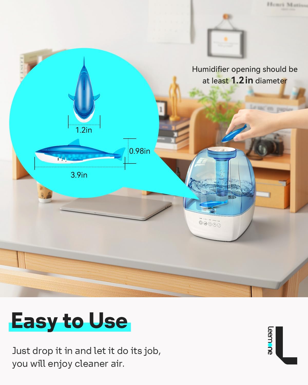 Leemone Humidifier Cleaner Shark, Demineralization Float Shark Compatible with All Humidifier and Fish Tank(6Pack)