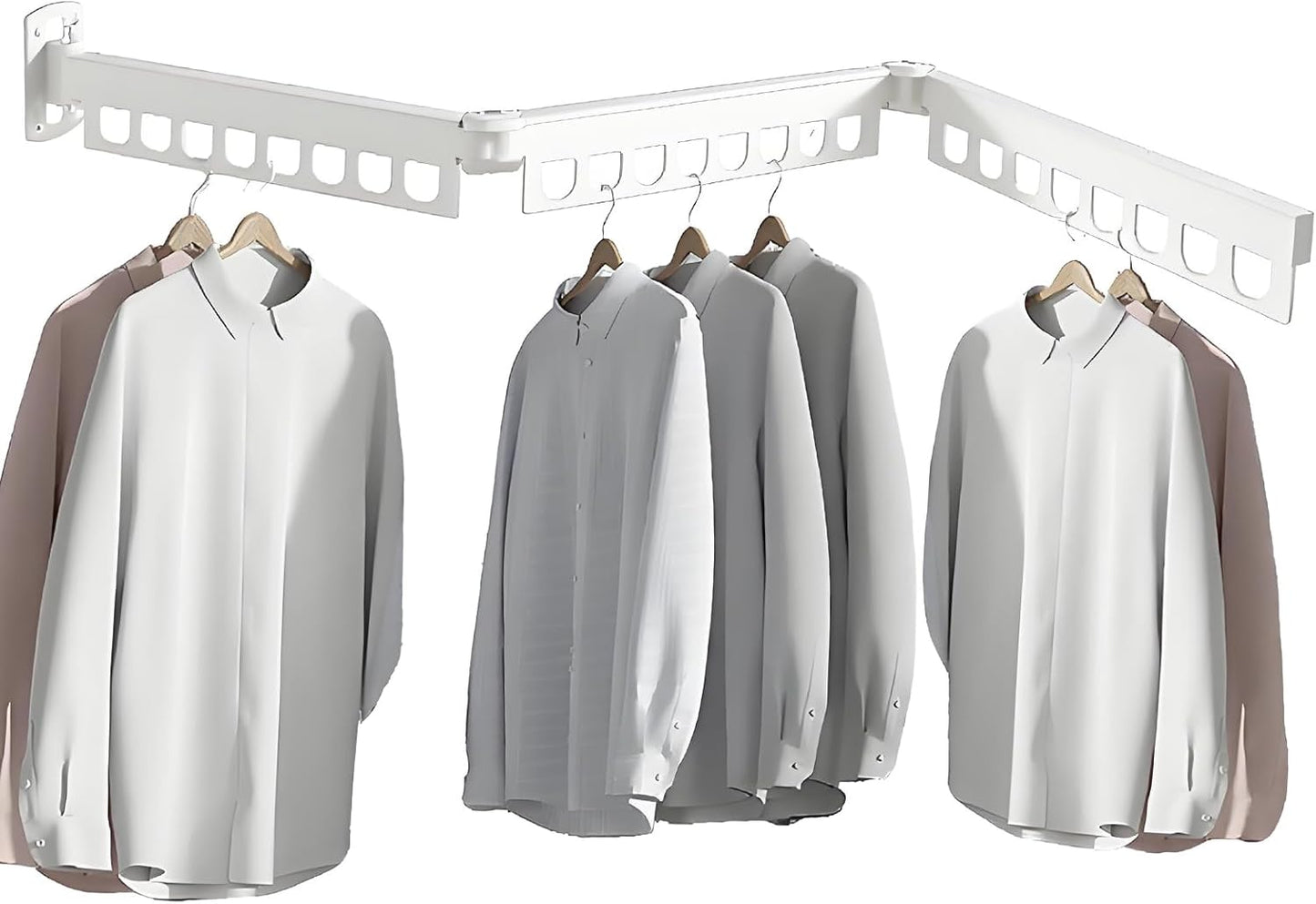 Clothes Drying Rack - Laundry Space Saver Wall Mounted, Retractable, Collapsible(Tri-Fold), White Color Rack Clothing (with Screws)