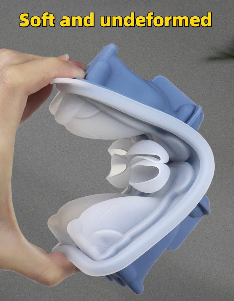 Cute 3D Labrador Dog Silicone Ice Cube Tray Mold Cartoon Animal Ice Box BPA-Free (Blue)