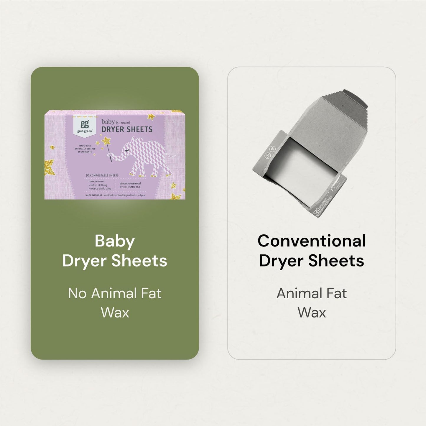 Grab Green Baby Laundry Dryer Sheets, 160 Sheets, Dreamy Rosewood Scent, Plant Based, Softens Clothing and Linens, Reduces Static Cling