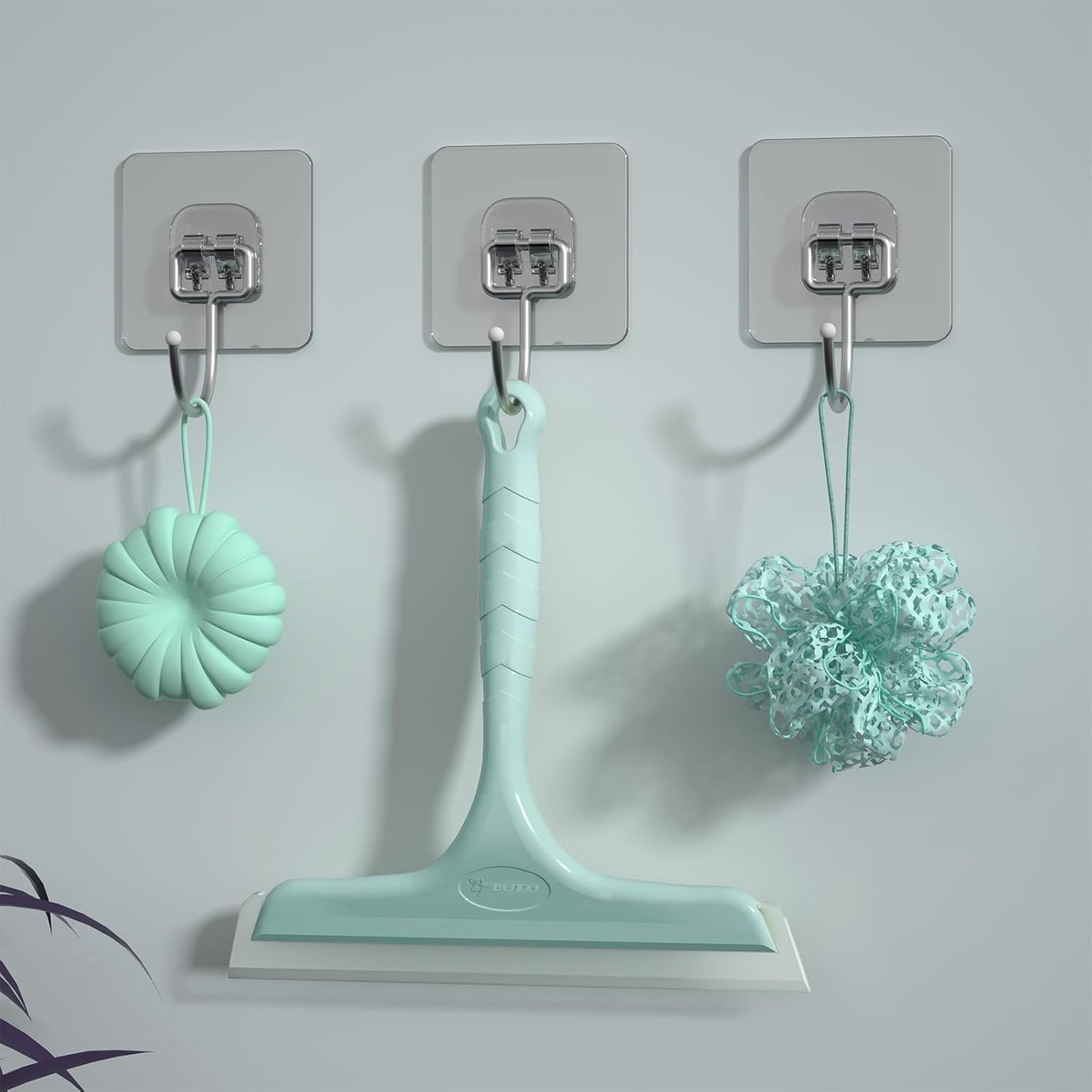 Shower Squeegee for Glass Doors, Bathroom Squeegee for Shower, Mini Window Squeegee, Home Bathroom Silicone Cleaner Tool, Suitable for Bathroom, Kitchen, Tile, Mirror, Car Glass, 8in Lake Blue