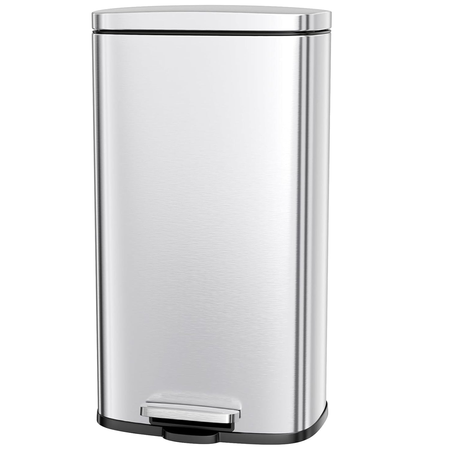 AthLike Trash Can, Stainless Steel Kitchen Garbage Can, Step Waste Bin with Hinged Lid and Removable Inner Bucket, Soft-Close, Dustbin for Bathroom Bedroom Living Room Home (Silver, 13.2 Gal)