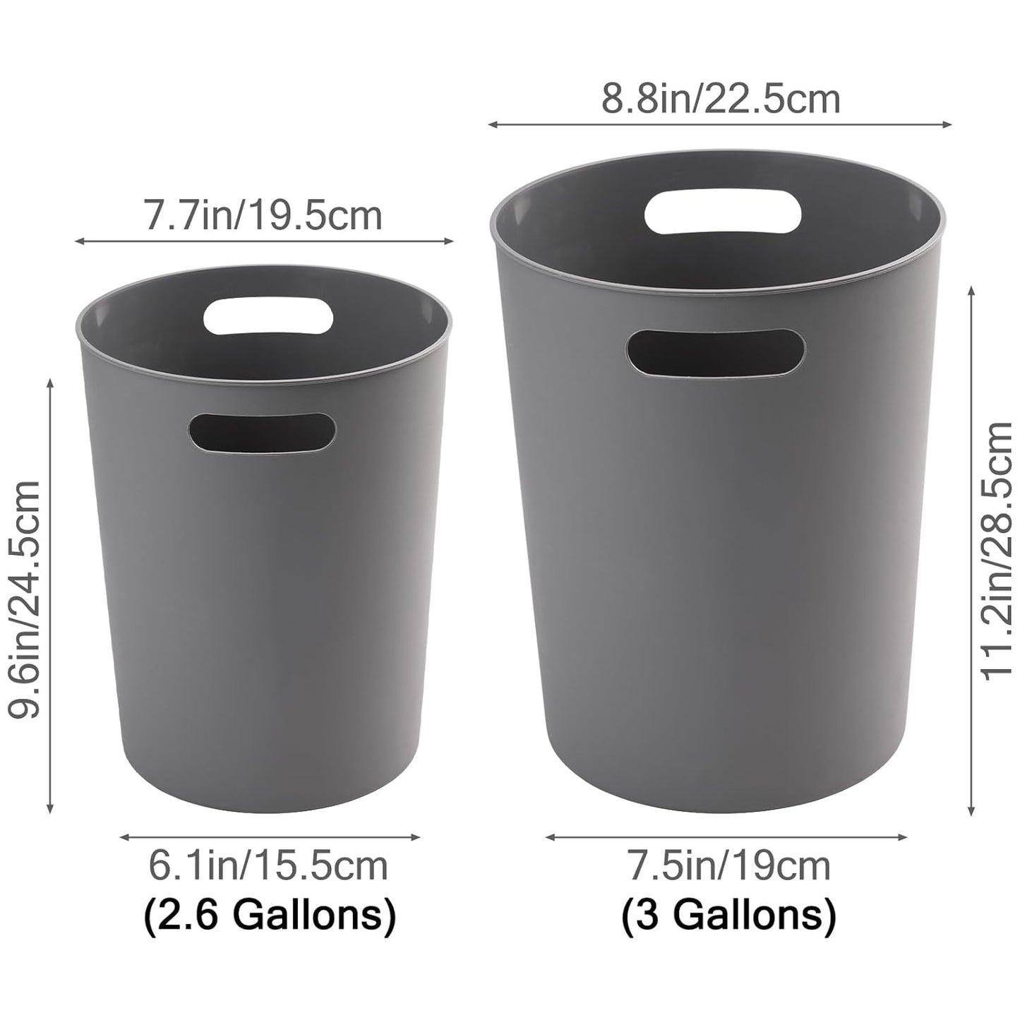 4 Pack Small Trash Can for Bathroom - 3 Gallon/12-Liter Wastebasket, Round Plastic Garbage Container Bin for Bedroom Office.