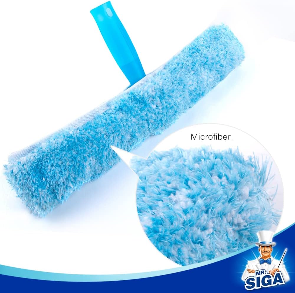 MR.SIGA Professional Window Cleaning Combo - Squeegee & Microfiber Window Scrubber, 14"