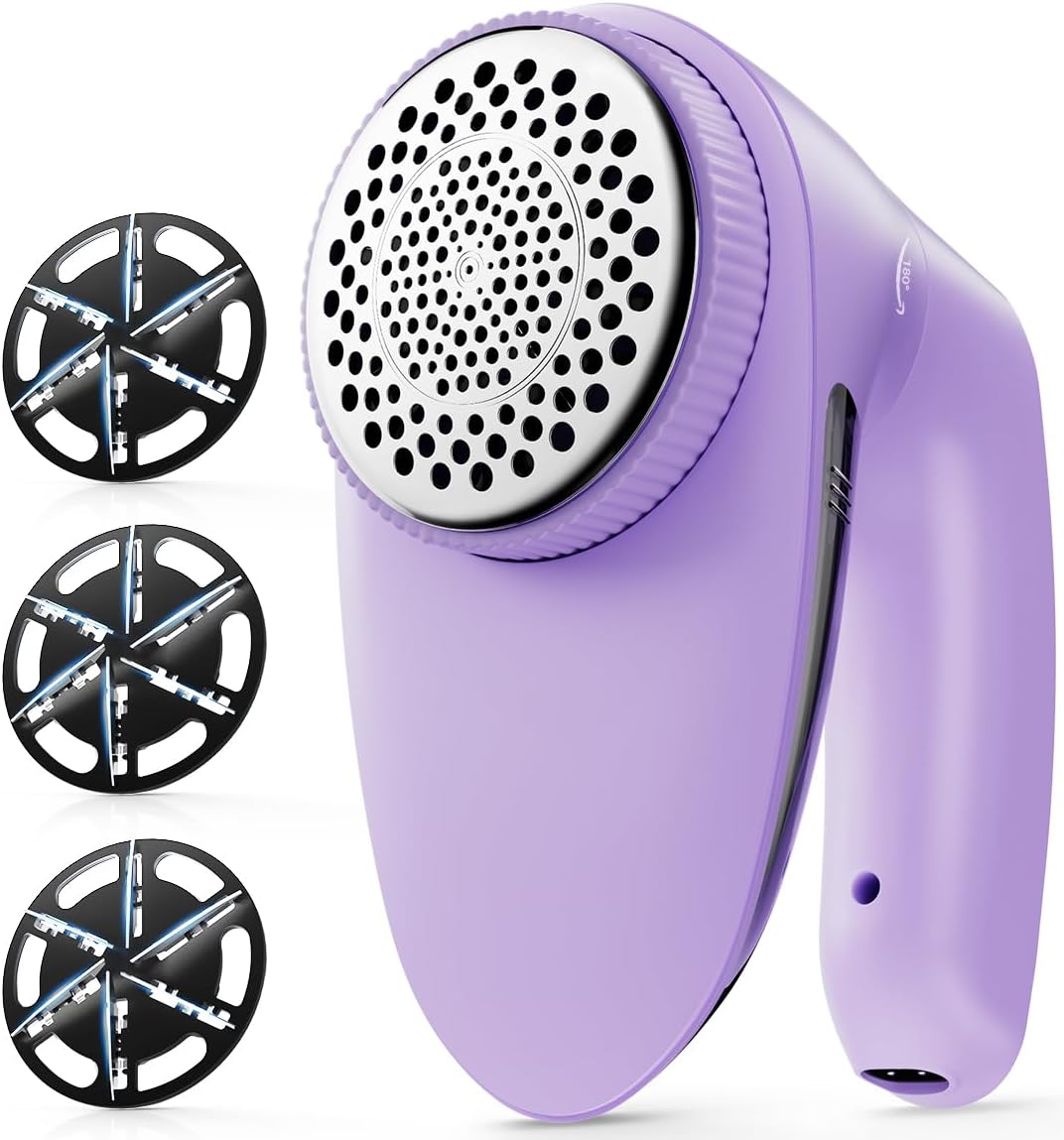 POPCHOSE Fabric Shaver, Rechargeable Lint Remover Defuzzer Sweater Shaver, Fuzz Remover for Clothes, Sweater, Furniture, Couch, Cashmere(Two 6-Leaf Blades Extra, Electrostatic Brush)…