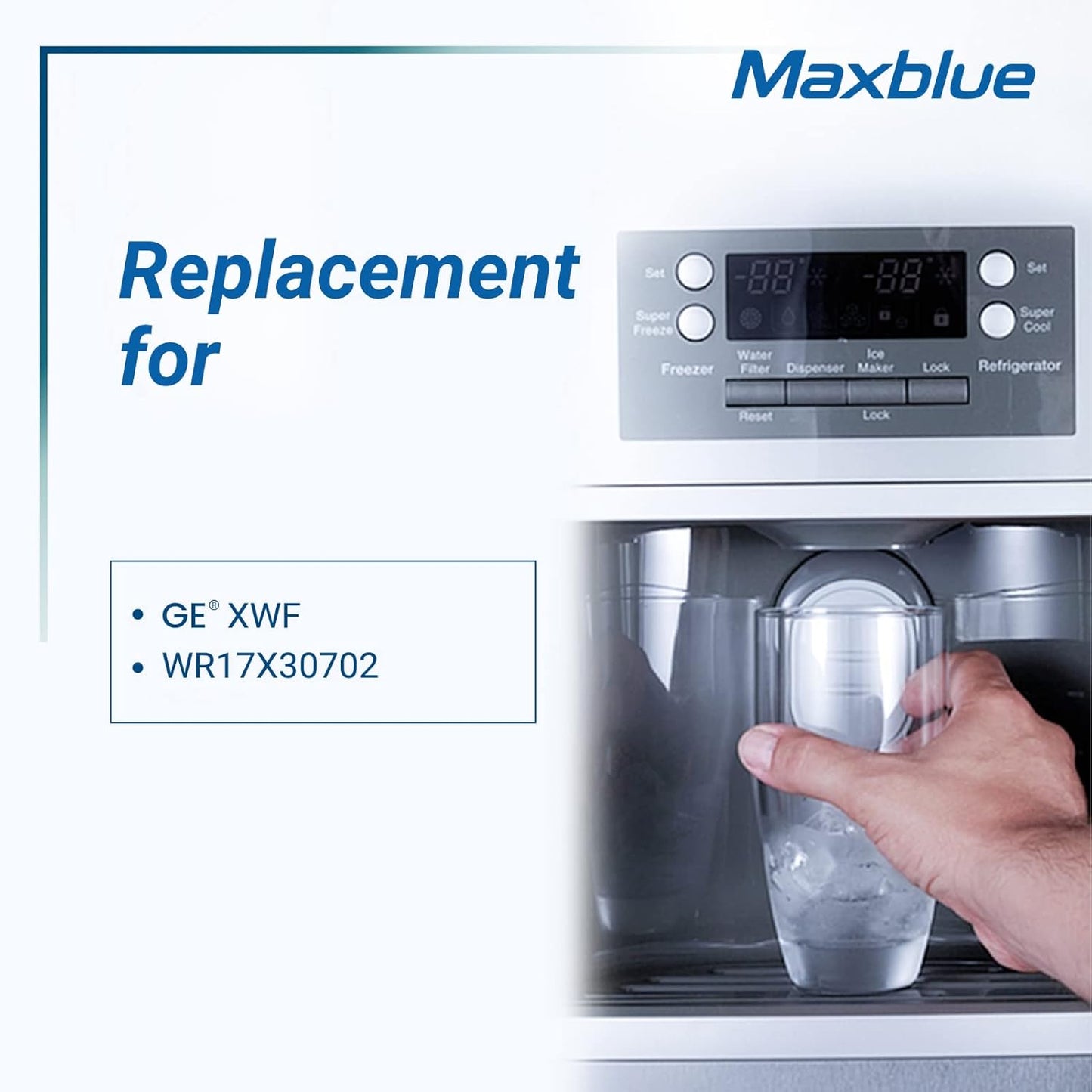 Maxblue XWF Replacement for GE® XWF, WR17X30702, NSF Certified Refrigerator Water Filter, 3 Filters (Not XWFE®)