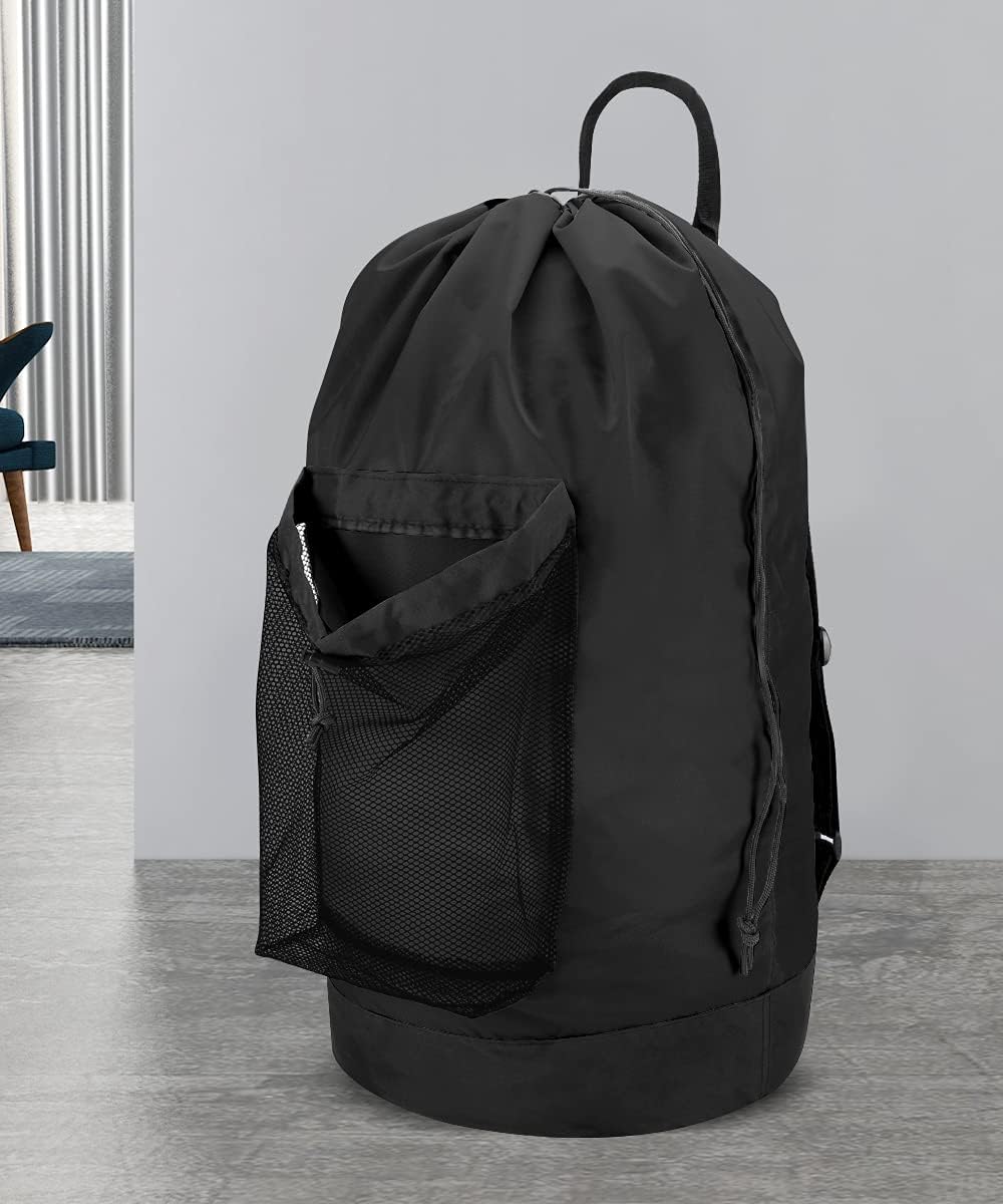 Dalykate Backpack Laundry Bag, Laundry Backpack with Shoulder Straps and Mesh Pocket Durable Nylon Clothes Hamper Bag with Drawstring Closure for College, Travel, Laundromat, Apartment