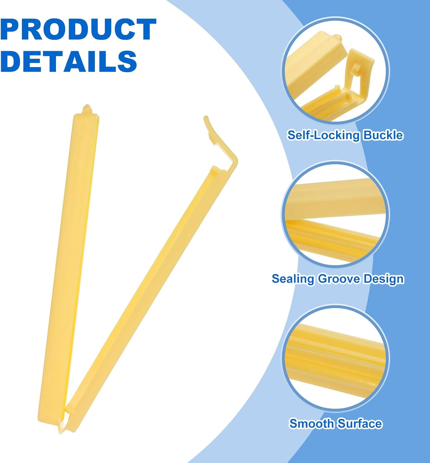 PATIKIL Sealing Clips 4.3 Inch, 10 Pack Reusable Plastic Bag Clip Clamp Sealer for Food Storage Snack Bag Home Kitchen, Yellow