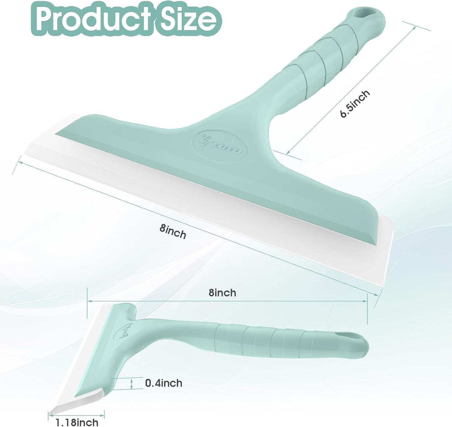 Shower Squeegee for Glass Doors, Bathroom Squeegee for Shower, Mini Window Squeegee, Home Bathroom Silicone Cleaner Tool, Suitable for Bathroom, Kitchen, Tile, Mirror, Car Glass, 8in Lake Blue