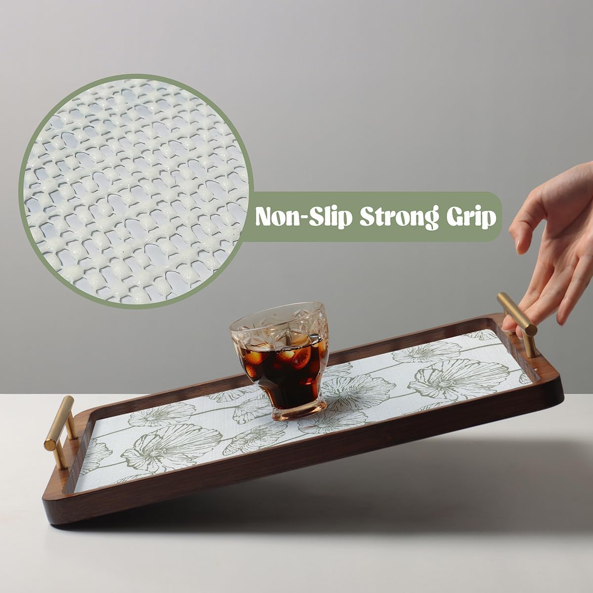 Shelf Liner for Kitchen Cabinets Non Adhesive Kitchen Drawer Liner,Non-Slip Lotus Cabinet Liner Shelf Paper,Pantry Shelf Liners for Cabinets Dresser Cupboard Liner Decorative 15.7In x 16.4FT