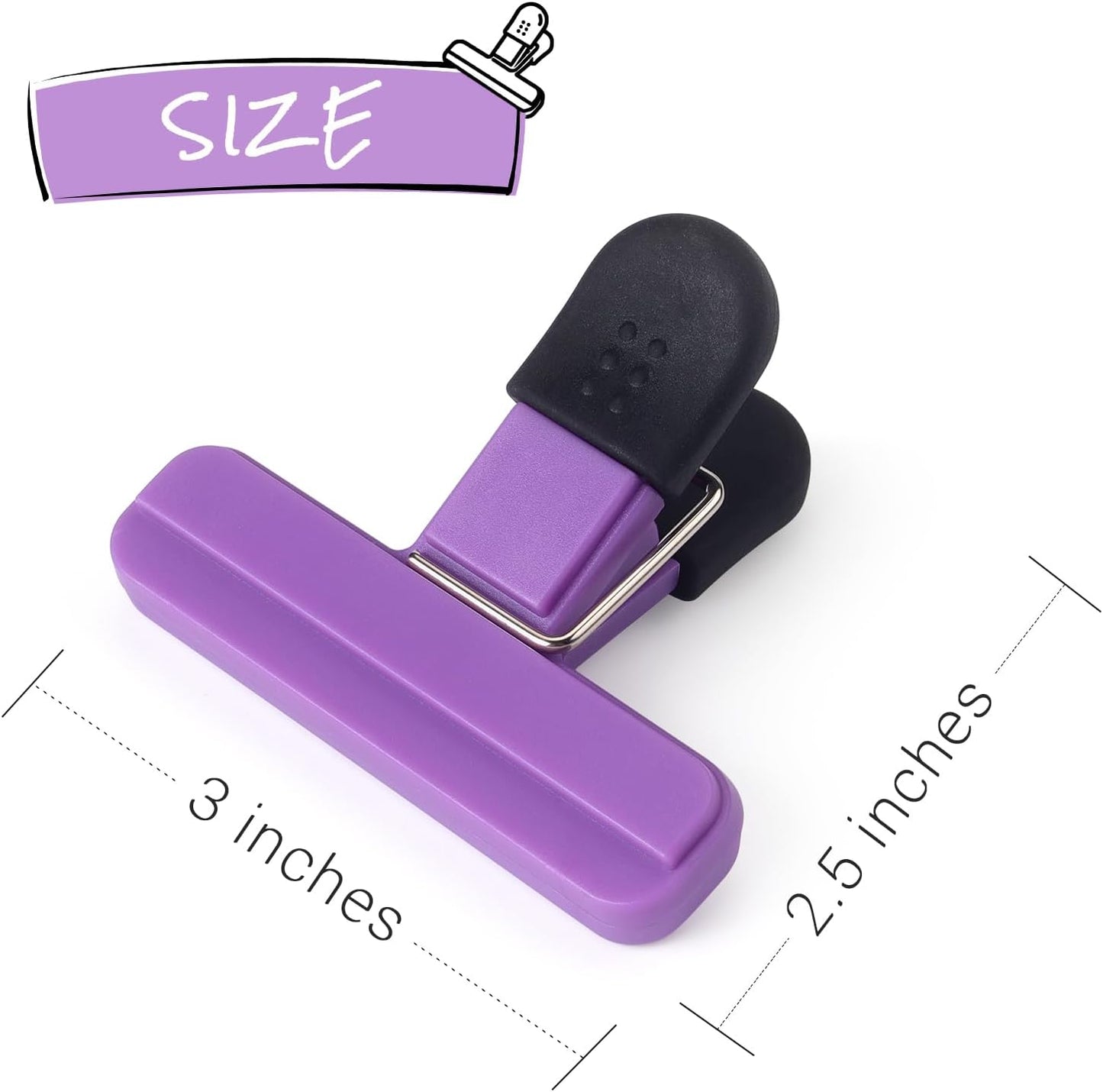 Tamaki 6 Pack Bag Clips, Food Clips, Chip Bag Clip Plastic Heavy Duty Seal Grip, 3 x 2.5 Inch, Assorted Color