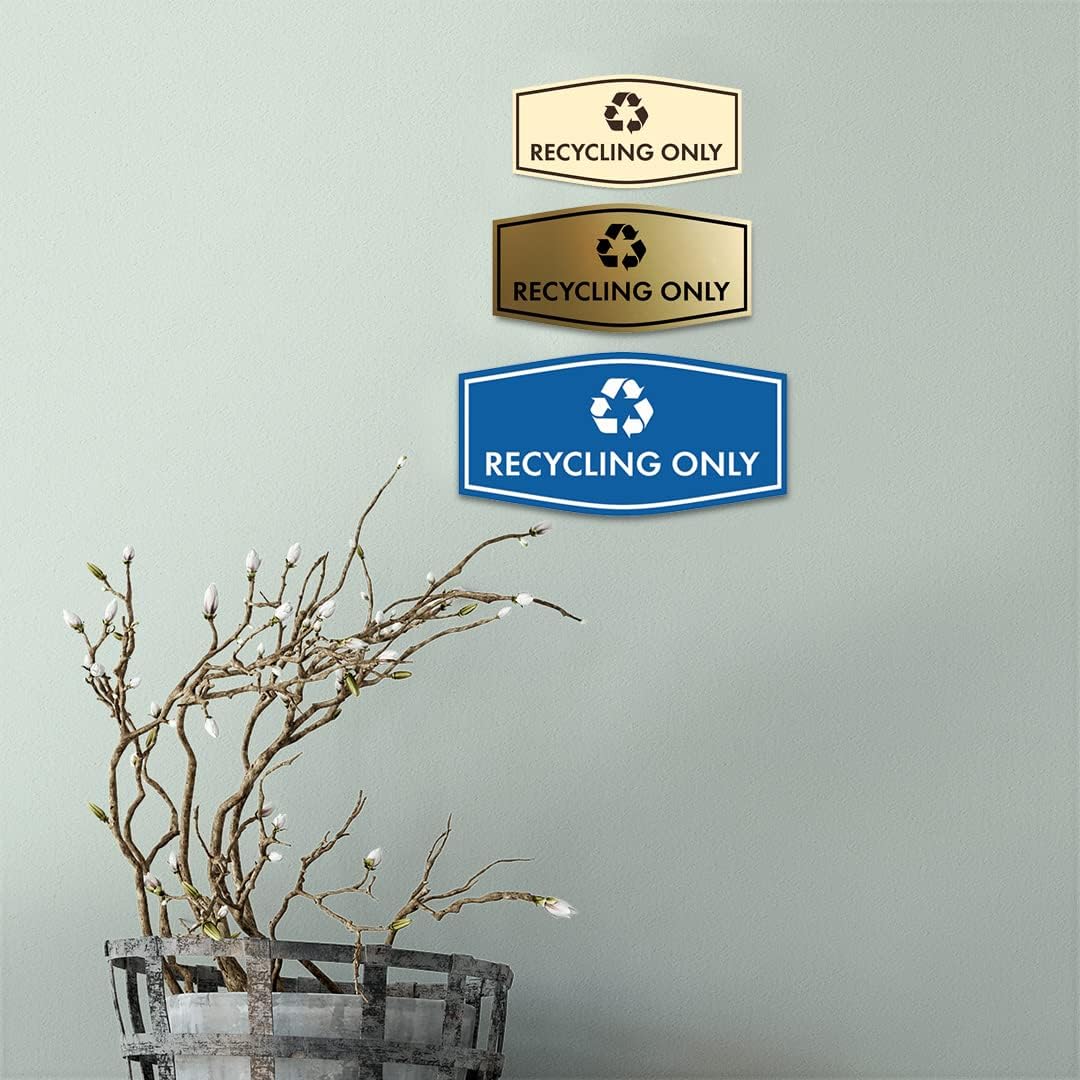 Fancy Recycling Only Sign (White) - Small