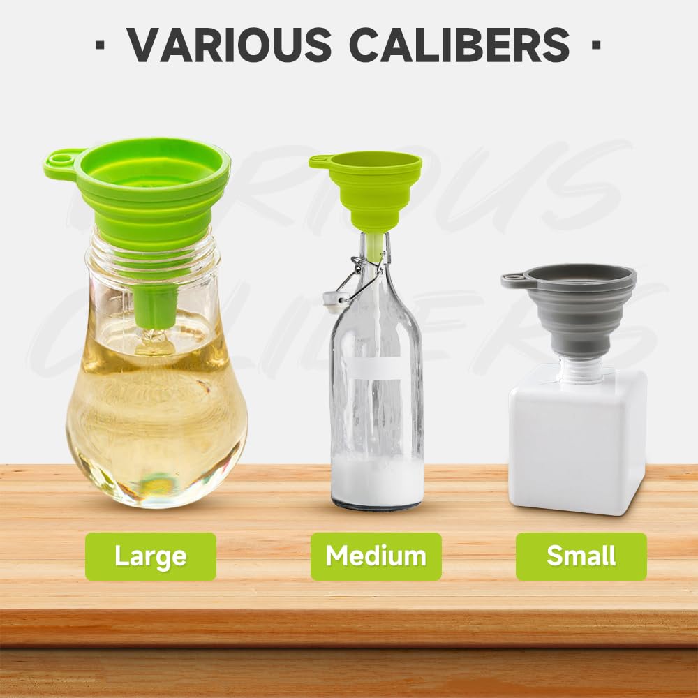 6 PC Kitchen Funnel Set, 2025 New Funnels for Kitchen Use Filling Bottles, Silicone Funnel Collapsible, Kitche Funnels Set of 3, Kitche Funne for Liquid Transfer Filling Bottles (Style B)