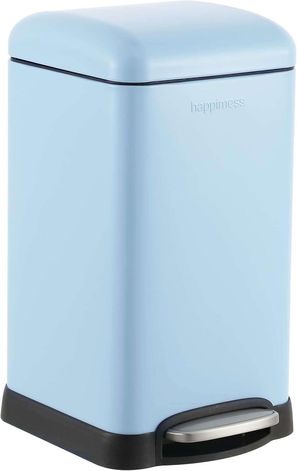 happimess HPM1012H Betty Retro Mini 3.2-Gallon Step-Open Trash Can, Fingerprint Resistant, Modern, Minimalistic for Home, Kitchen, Laundry Room, Office, Bedroom, Bathroom, Tide Pool Blue