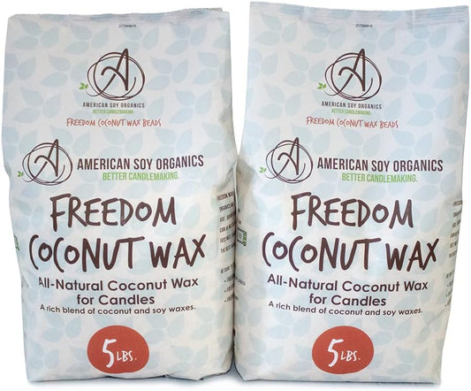 American Soy Organics Freedom Coconut Soy Wax Beads for Candle Making - Natural Candle Making Supplies - Paraffin-Free,Beeswax-Free Coconut Candle Wax for Container Candles,Tealights,Wax Melts 10 lbs