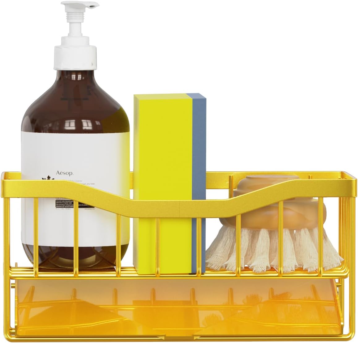 Vanwood Sink Organizer with Auto Draining Tray, Cocina Sponge Caddy and Dish Soap Holder