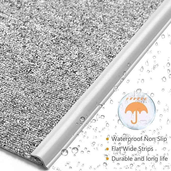 Self Adhesive Carpet Transition Strip with Edge Trim, Designed for Seamless Transitions from Carpet to Tile or Vinyl Floors, Perfect for Doorways.(Gray,82ft)