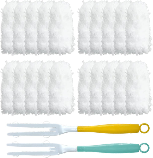 Car Interior Duster - Ultimate Cleaning Tool for Cars, House, and Office - Compact Mini Design for Effortless Dust Removal Double-Sided Design 2handle +20 Duster Refills.