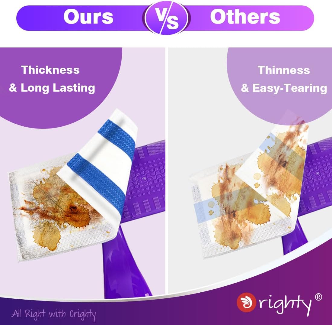 Orighty Dry Mop Pads Refill Compatible with Swiffer WetJet, Multi-Layer Mopping Pads, Multi Surface WetJet Hardwood Floor Cleaner Spray Mop Pads Refills, 48 Count