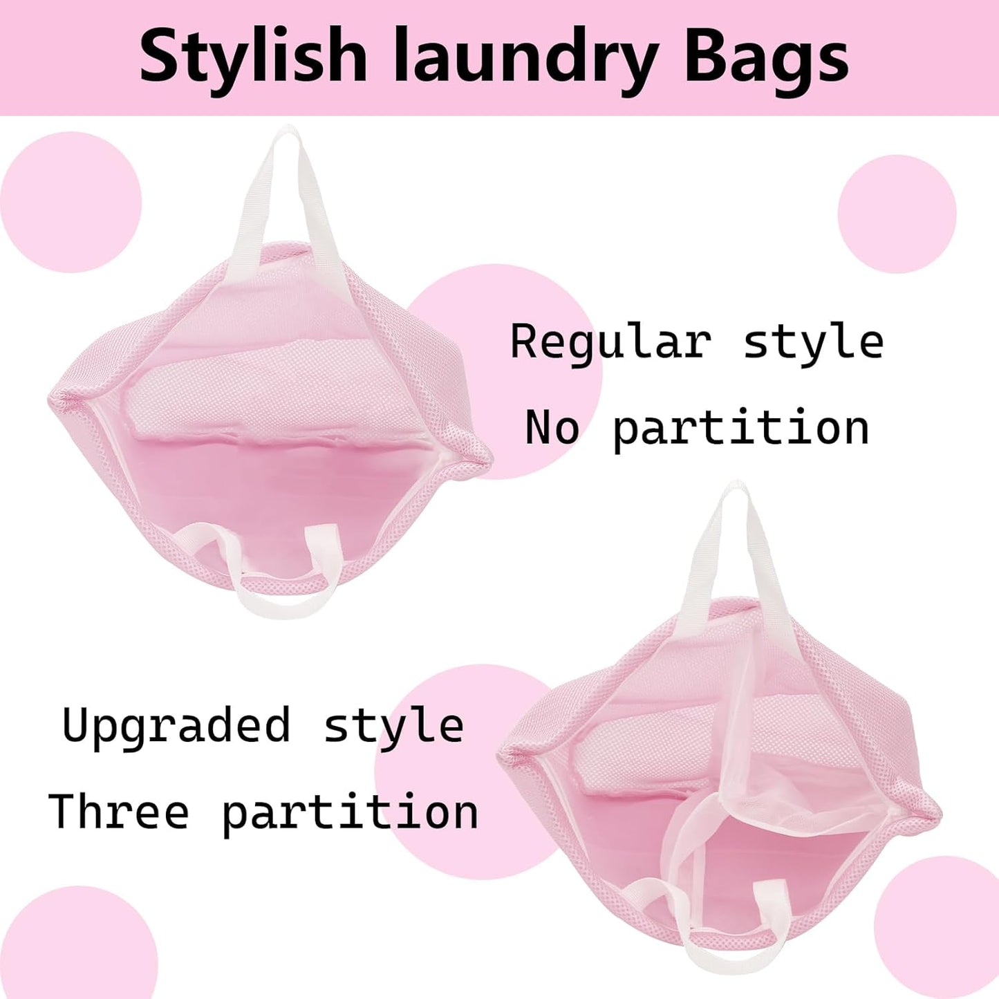 2 Pcs laundry bag with handles mesh laundry bags washing machine laundry totes travel storage and sorting bag for Clothes laundry bag for delicates(Pink2N)