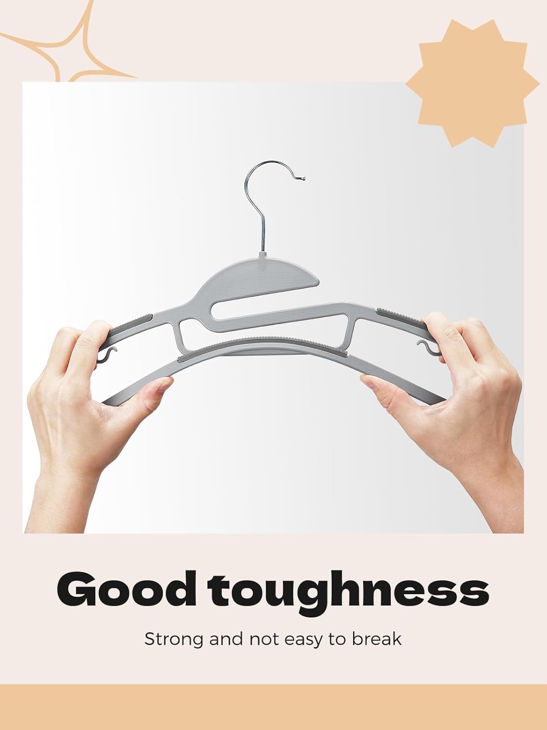 HOUSE DAY Grey Plastic Hangers 30 Pack, Slim Space Saving, Non Slip Clothes Hangers with Rubber Pads, Sturdy Heavy Duty Coat Hanger for Closet, S-Shaped Hanger for Shirt, Suit, Pant, Skirt