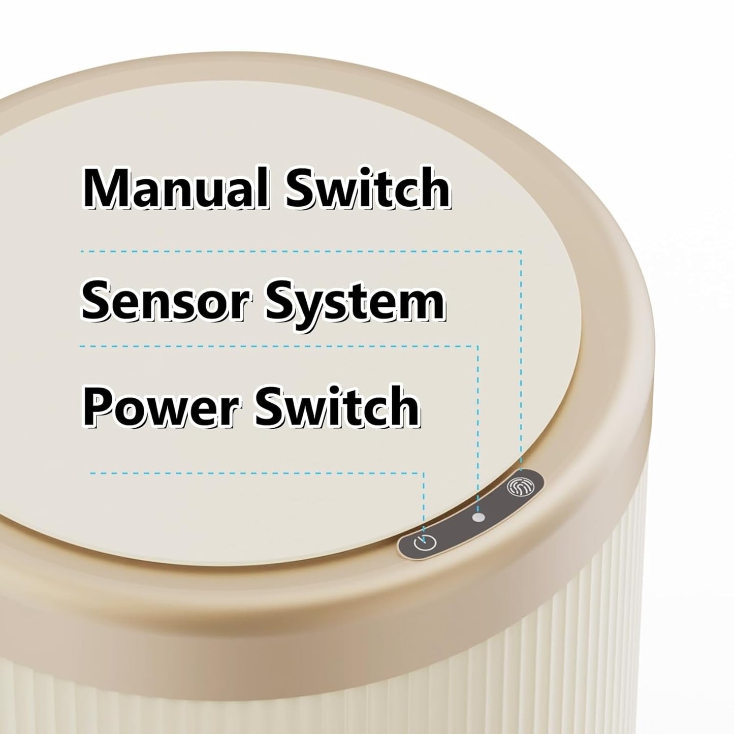 URALFA Automatic Motion Sensor Bathroom Trash Can with Lid, 10.5 Liter / 2.8 Gallon Touchless Trash Bin, Smart Dog Proof Garbage Can, Small Waste Basket for Toilet, Office, Bedroom (Cream White)